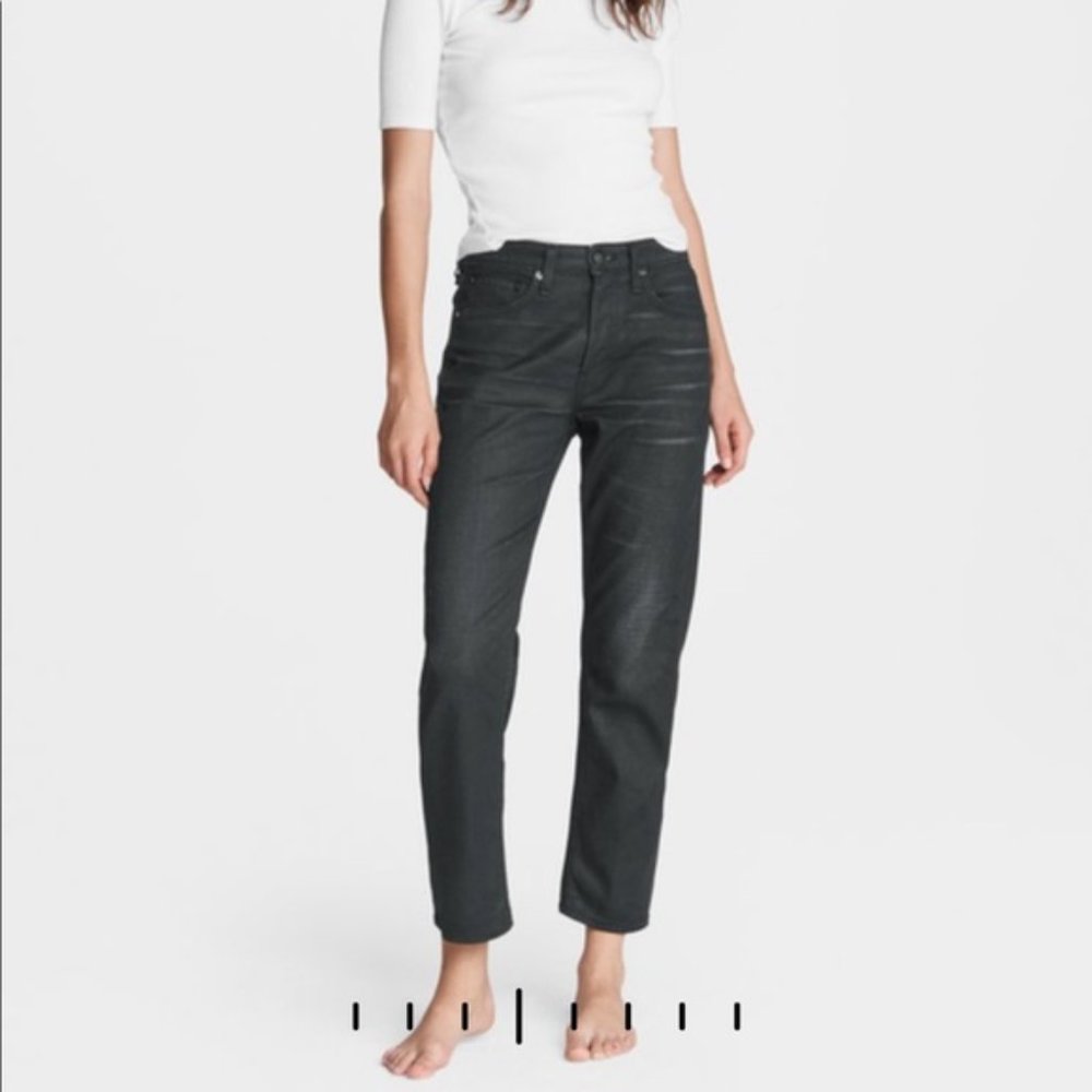 Rag & Bone New York Maya High-Rise Ankle Slim Coated Black